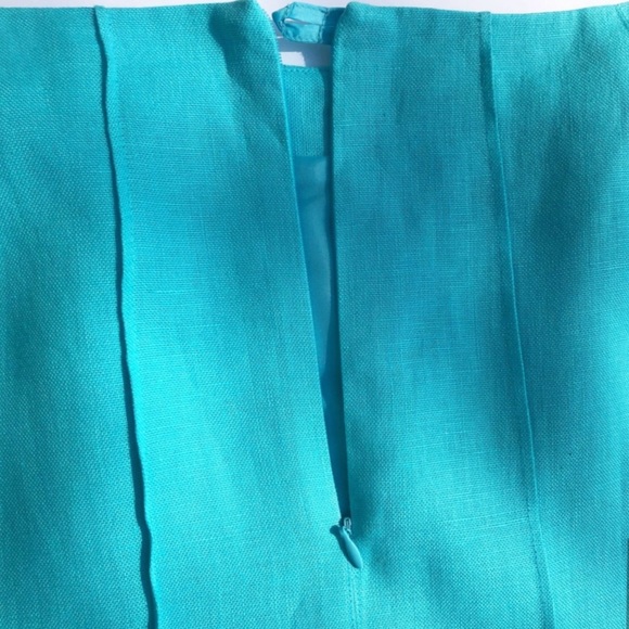 Talbots Aqua Blue Seamed Linen Skirt Size 18 - Picture 9 of 16